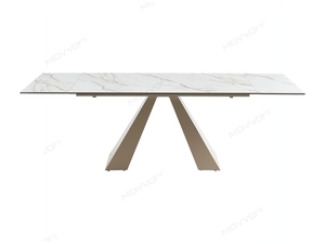 <span class=keywords><strong>Table</strong></span> à manger rectangulaire <span class=keywords><strong>extensible</strong></span> polyvalente de haute qualité pour <span class=keywords><strong>8</strong></span>-10 <span class=keywords><strong>personnes</strong></span> Design moderne pieds de plaque de roche en acier inoxydable prix - Product Image 3
