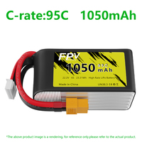 Batterie LiPo TATTU 22,2V 1050mAh 95C 6S1P avec connecteur XT60, 23,31Wh 99,75A pour drone FPV, voiture RC, certifiée CE/UN38.3, 300 cycles