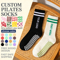 Chaussettes de sport pour femmes en coton de haute qualité, antidérapantes, avec logo, pour yoga, ballet, athlétisme, pilates, chaussettes personnalisées antidérapantes
