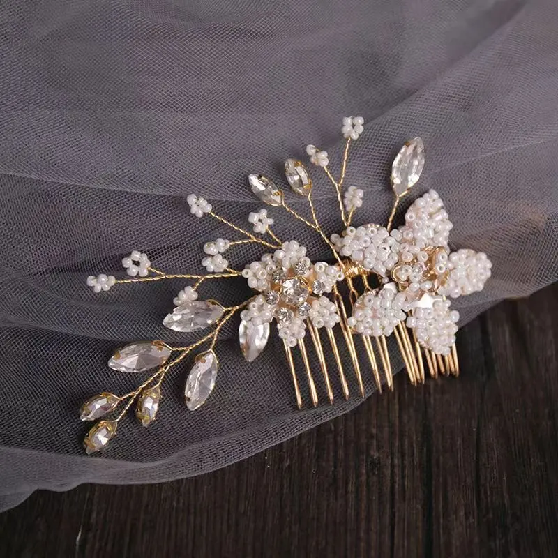 Luxury Wedding Pearl Headband Bridal Crystal Rhinestone Hair Accessories Jewelry Hair Combs For Women