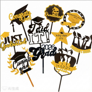 Adorno Acrílico para Pastel de Graduación con Diseño de Miel y Dulzura 2026, Decoración para Fiesta de Graduación - Product Image 1