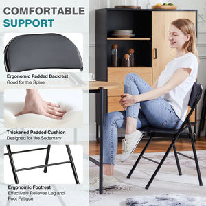 كراسي محمولة قابلة للطي بالجملة، إطار معدني متين، سوداء، قابلة للتكديس، خفيفة الوزن، مبطنة بكثافة عالية، صديقة للبيئة ومقاومة للماء - Product Image 6