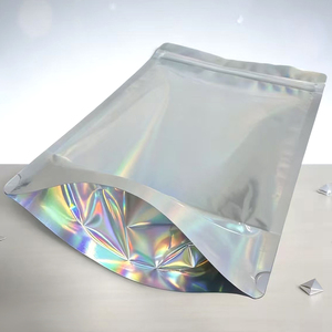 Bolsa personalizada con cierre de cremallera de aluminio holográfico para productos cosméticos y empaques de snacks de moda. - Product Image 5