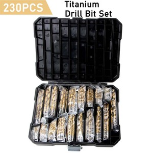 Twist Drill Bit Set 1-10mm <b>Titanium</b> Plated Straight Shank Wood Drilling 230 Pc Plastic Box - Product Image 3