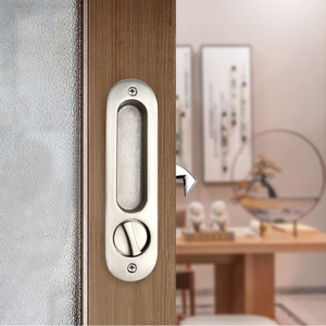 Cerradura de llaves de puerta corredera con perilla oculta elíptica con cuerpo de cerradura de gancho para dormitorio/baño/pasaje - Product Image 2