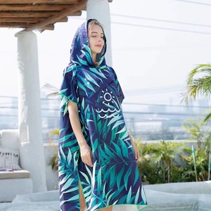 <span class=keywords><strong>Poncho</strong></span> de surf de plage en microfibre imprimé personnalisé pour adultes Serviette à capuche imperméable Robe super douce pour <span class=keywords><strong>piscine</strong></span> comprimée - Product Image 2