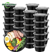 Contenants alimentaires ronds en plastique à 2 compartiments pour vente en gros, boîtes de préparation de repas en plastique avec couvercles