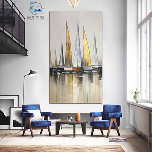 Dipinto a Mano su Tela di Alta Qualità <span class=keywords><strong>con</strong></span> <span class=keywords><strong>Barche</strong></span> a Vela e Paesaggio, Grande Quadro a Olio su Tela <span class=keywords><strong>con</strong></span> <span class=keywords><strong>Barche</strong></span> a Vela - Product Image 5