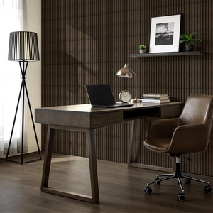 Panel Acústico de Madera de Nogal Oscuro con Revestimiento PET, Panel Acústico de Fibra de Poliéster para Decoración de Interiores - Product Image 4
