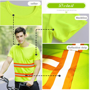 Los hombres ropa de diseño de prendas de vestir de <span class=keywords><strong>alta</strong></span> <span class=keywords><strong>visibilidad</strong></span> rayas <span class=keywords><strong>camisetas</strong></span> barato reflectante de seguridad camiseta - Product Image 3