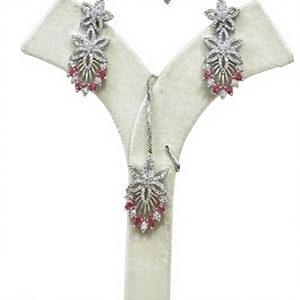 Elegante Juego de Collar y Pendientes de Latón Plateado con Circonitas Cúbicas, para Mujer, Moderno, para Fiesta de Compromiso, Boda, Regalo - Product Image 2