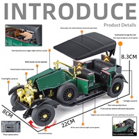 Modèle de voiture classique Phantom 1:24 en alliage et plastique, jouet vintage moulé sous pression, 3 portes ouvrables, son et lumière, fonction pull-back, pour unisexe