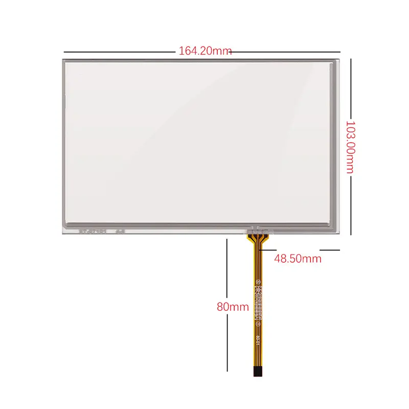 7.1 Inch 4 Pin Resistive Screen 164*103MM Industrial Control Medical Touch Screen Fpc Matte Touch Glass