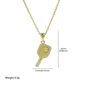 Nuevo estilo deportivo personalizado raqueta de tenis de mesa raqueta de bádminton raqueta de tenis colgante collar 18K joyería chapada en oro - Product Image 4