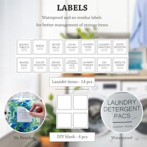 <strong>Laundry</strong> Pods Glass <strong>Jars</strong> with Cover and Scoop Labels Portable Modern Design for <strong>Laundry</strong> Room Detergent Storage - Product Image 3