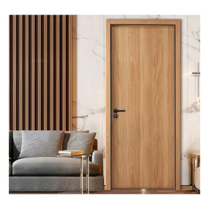 Hihaus custom solid pine veneer teak wood interior wooden doors for house