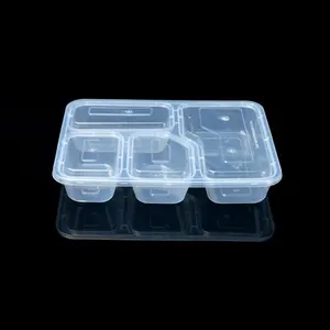 Wholesale Price Microwavable Lunch Box Clear Base With Lid 4 Compartments Disposable Plastic Food Containers With Lids