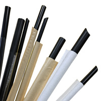 Café en gros 6*197mm PLA pailles à boire en plastique jetables logo artisanal emballage personnalisé emballé individuellement