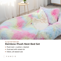 Coussin pour chien en peluche style humain avec housse en tissu, rembourrage en éponge chaud pour l'hiver, utilisation quatre saisons, matelas intérieur pour animaux de compagnie, ensemble nid avec oreiller assorti