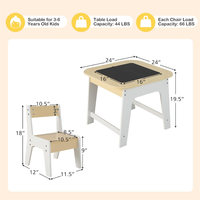 Table d'activités moderne 3 en 1 en bois pour enfants avec tableau noir réversible Ensemble table et chaises pour enfants pour le salon