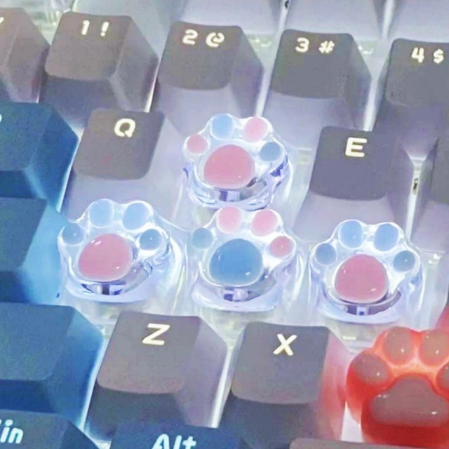 Handmade cute jumping color cat claw keycap personalized resin cross axis mechanical keyboard keycap