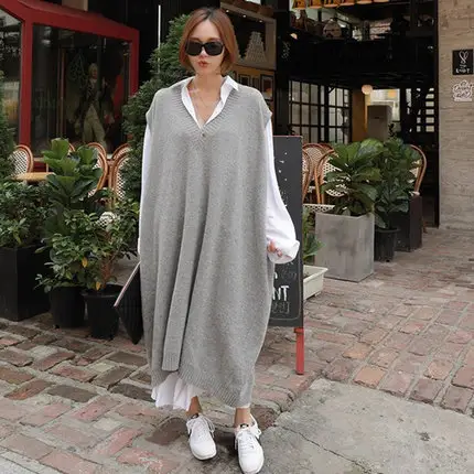 2021 Autumn and spring korean clothes women's fashion loose pullover dress casual big size sweater women dress