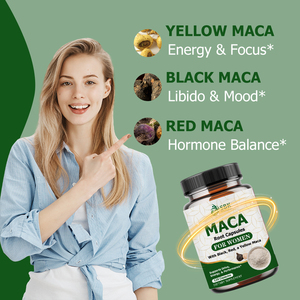 Cápsulas de Raíz de Maca de Alta Calidad para Mujeres con Maca Negra, Roja y Amarilla, Apoyo al Bienestar Femenino, Energía, Estado de Ánimo y Libido - Product Image 6