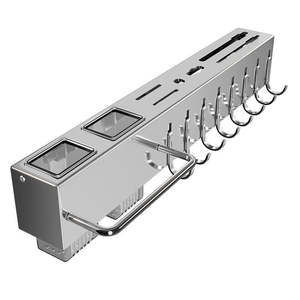 थोक बहु-कार्यात्मक स्टेनलेस स्टील दीवार-घुड़सवार चाकू चॉस्टिक धारक नो-ड्रिल रसोई बर्तन भंडारण रैक - Product Image 4