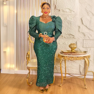 H&D S10822 Abiti Africani di Alta Qualità per Donne, <span class=keywords><strong>Vestito</strong></span> Elegante da Cerimonia <span class=keywords><strong>con</strong></span> Paillettes e <span class=keywords><strong>Cintura</strong></span> - Product Image 2