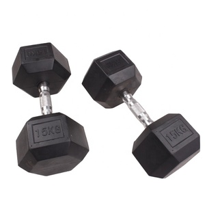 Fabricant d'équipement d'origine Haltérophilie Gym Fitness Ensemble d'haltères hexagonaux en caoutchouc noir Poids d'haltères hexagonaux - Product Image 4