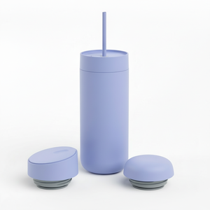 YEWAY Tasse de voyage isotherme avec paille en acier inoxydable, anti-fuite, double paroi, écologique, avec 3 couvercles interchangeables - Product Image 1