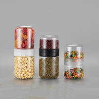 Bouteille transparente double face pour bonbons, collations, céréales et graines, boîte en plastique pour thé aux fleurs et aliments, PET