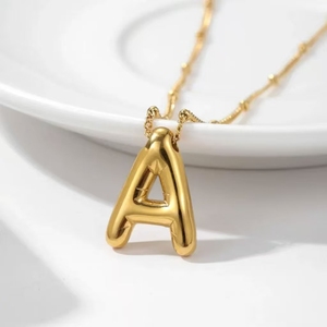 Collar con Colgante de Letras A-Z, Chapado en Oro, Estilo Simple y Lujoso, Bonito Collar de Cobre para Mujer, Joyería al por Mayor - Product Image 5