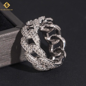 New Design Fashion S925 Sterling Silver Hip Hop Band Ring for Men White Gold Plated VVS1 Moissanite Band Ring - Product Image 4