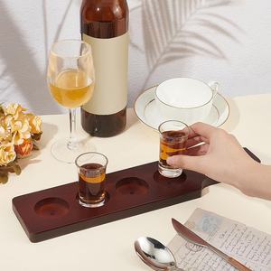 ถาดไม้ใส่เบียร์บนเครื่องบินถาดชิมวิสกี้4ใบพร้อมที่ใส่ตัวอย่างถาดเก็บตัวอย่างเบียร์แบบชนบทที่วางแก้วช็อตแบบใช้ซ้ำได้ - Product Image 4