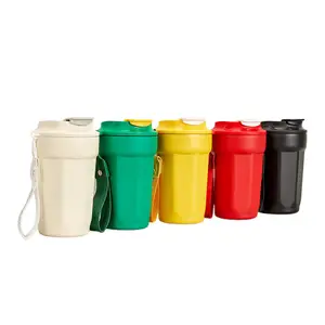 16oz Eco Friendly Coffee Tumbler Stainless Steel Coffee Mugs Tumbler Spill Proof With Flip Lid String