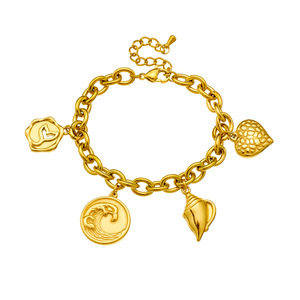 Gold Plated Charm Bracelet With Wave Conch Fishtail Pendant Women's Jewelry Gift Fashion Accessory - Product Image 5