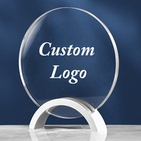 Logo de conception personnalisée de forme ronde, cadeaux d'affaires, récompenses et trophée en cristal de verre solide, Offre Spéciale