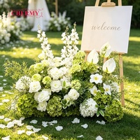 Hete Aanbieding Boho Stijl Wit Groen Kunstbloemen Bloemstuk Weelderige Groenblijvende Plantenarrangement voor Buitenhuwelijks Welkomstbord Ingang Decoratie