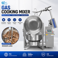 Marmite de cuisson industrielle à double enveloppe pour gaz, avec agitateur automatique et système de contrôle PLC