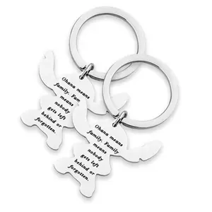 Yiwu Aceon Stainless Steel Hawaii Gifts Ohana Jewelry Gifts Cartoon Animal Shape Tag Ohana Means Family Stitch Key Chain