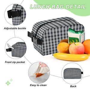 Factory Wholesale Customized Black Checked Insulation <b>Cooler</b> <b>Box</b> Takeout Portable Bench <b>Cooler</b> Lunch Bags With Logo - Product Image 4