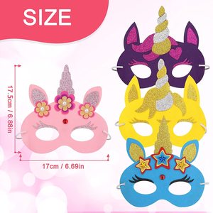 2024 Francia fiesta de cumpleaños disfraz vestir favor DIY arte artesanía brillo ensueño <span class=keywords><strong>unicornio</strong></span> fieltro fiesta máscaras para niños - Product Image 4