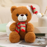 Ours en peluche de Noël en gros avec écharpe et bonnet de Noël, adorable poupée en peluche, cadeau de vacances, ours en peluche personnalisé mignon