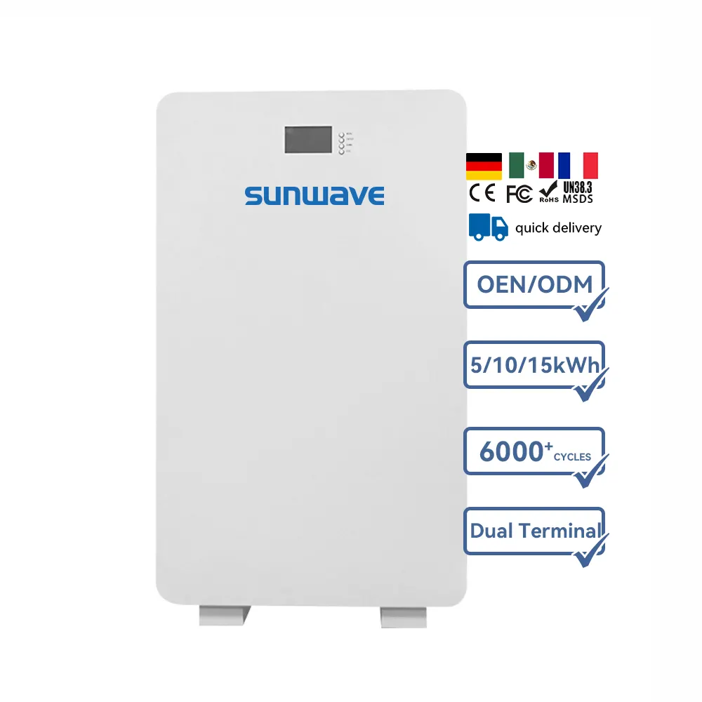 Prix usine PowerWall 48v 200ah Batteries lithium-ion 5kwh 10kwh Lifepo4 batterie murale CE TUV UL pour le marché européen et américain