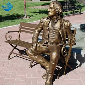 Escultura <span class=keywords><strong>de</strong></span> Bronce <span class=keywords><strong>de</strong></span> Hombre en un Banco, Tamaño Real, Estilo Moderno, Realista - Product Image 2