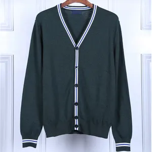 Herbst Frühling Britischen Stil Top Stilvolle Pullover V-ausschnitt Einfarbig Langarm Vintage Gestreiften Strickjacke Strickwaren Für Männliche Männer