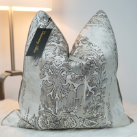 Housse de coussin décorative personnalisable de luxe à bas prix, en jacquard argenté, doré ou noir, pour la maison, les fournisseurs, les canapés et les hôtels