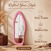 Nouveau design : Miroir sur pied en forme de mangue avec cadre en flanelle pour la décoration intérieure, support unique recouvert de peluche douce