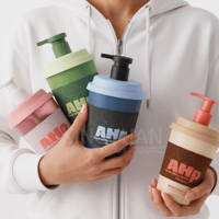 XINGYUAN Flacon pompe en plastique personnalisable en forme de tasse, rechargeable et vide, pour shampoing, après-shampoing et gel douche